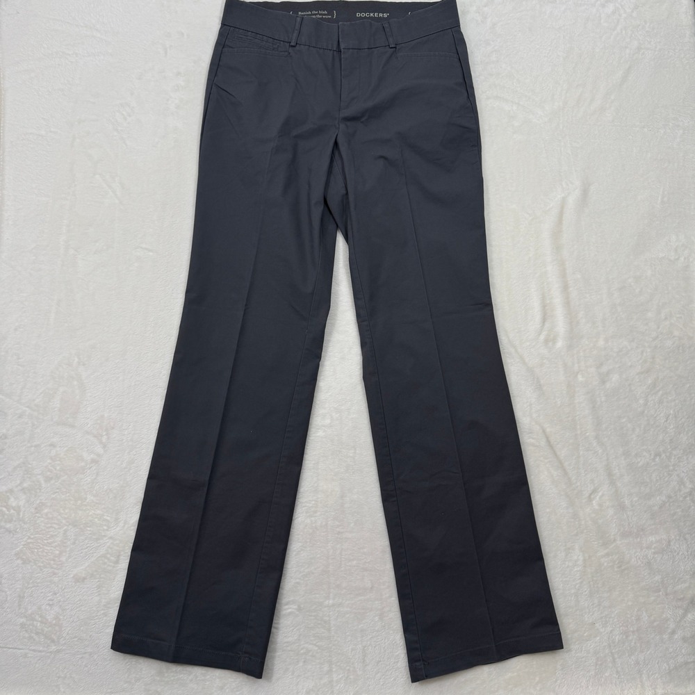 Dockers Trousers‎ Womens 8L Charcoal Gray Straight Leg Stretch Workwear Pants